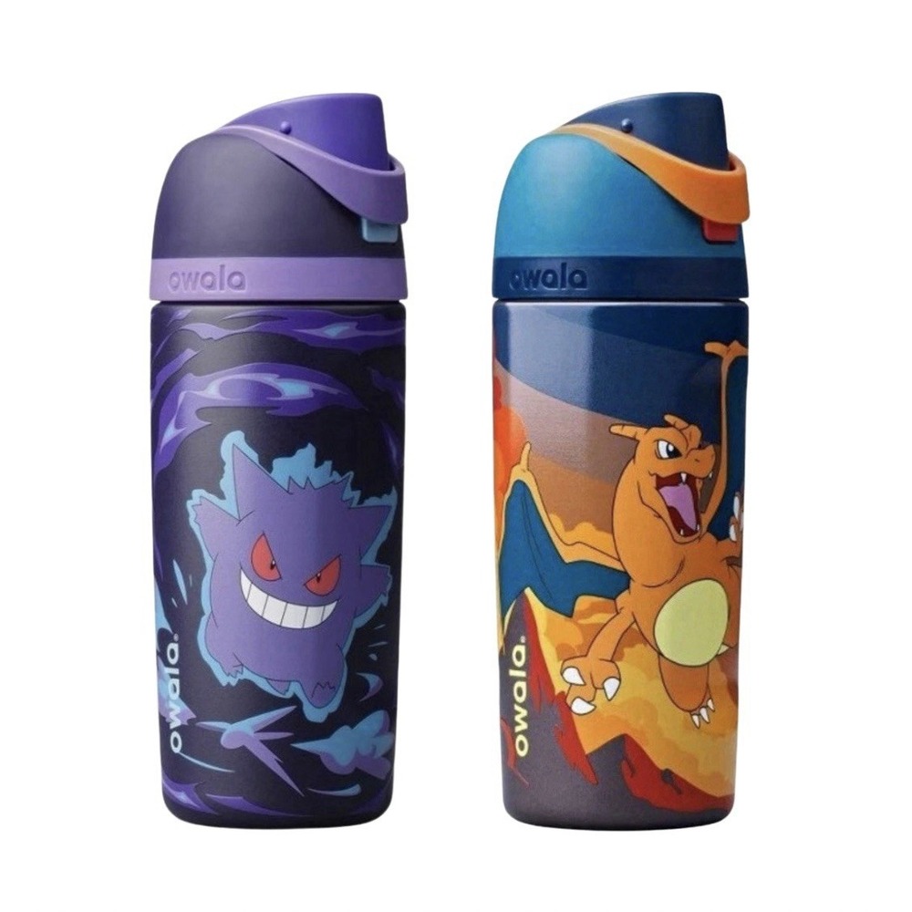 Pokemon x Owala FreeSip 16oz Charizard Gengar Water Bottle Set of 2 NEW